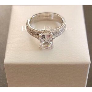 3ct Radiant CZ Wedding Ring Set Platinum Plated 925 Silver Size 8 NWT